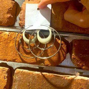 Free People Silver/cream HOOPS brand New Earrings